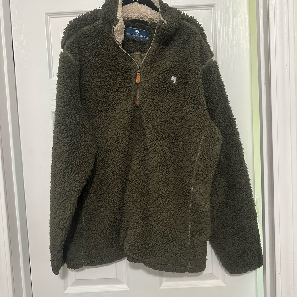Southern Shirt Co. Sherpa Pullover (Olive Green, 1/4 Zip)